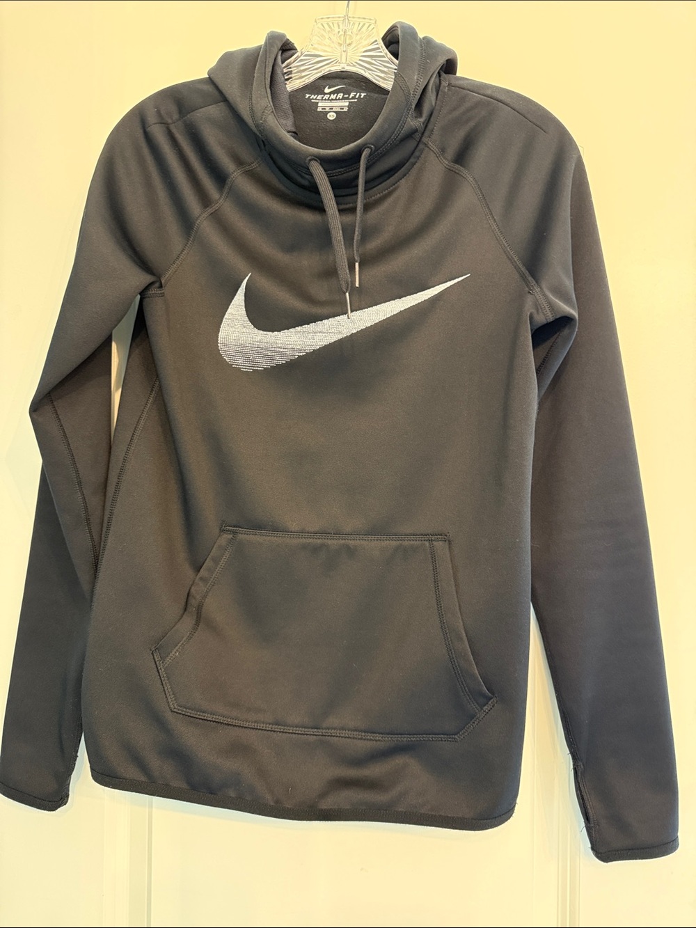 Nike Black Hoodie with White Swoosh Logo